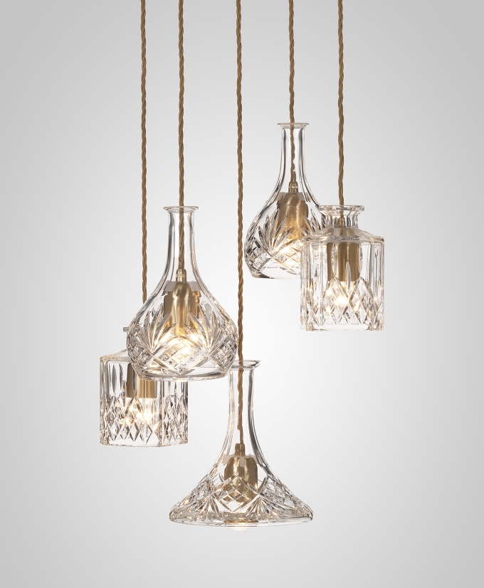 croppedimage680825-Decanterlight-Chandelier-Classic-5-Piece-Brushed-Brass-Pendants-and-Satin-White-Ceiling-Plate-Studio-2